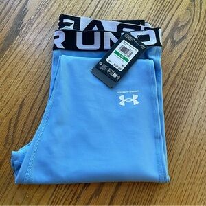 Under Armour Light Blue Compression Leggings Women’s Size L Mid Rise Full Length